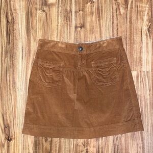 Athleta women’s skirt 4 small mini corduroy tan brown pockets stretch casual